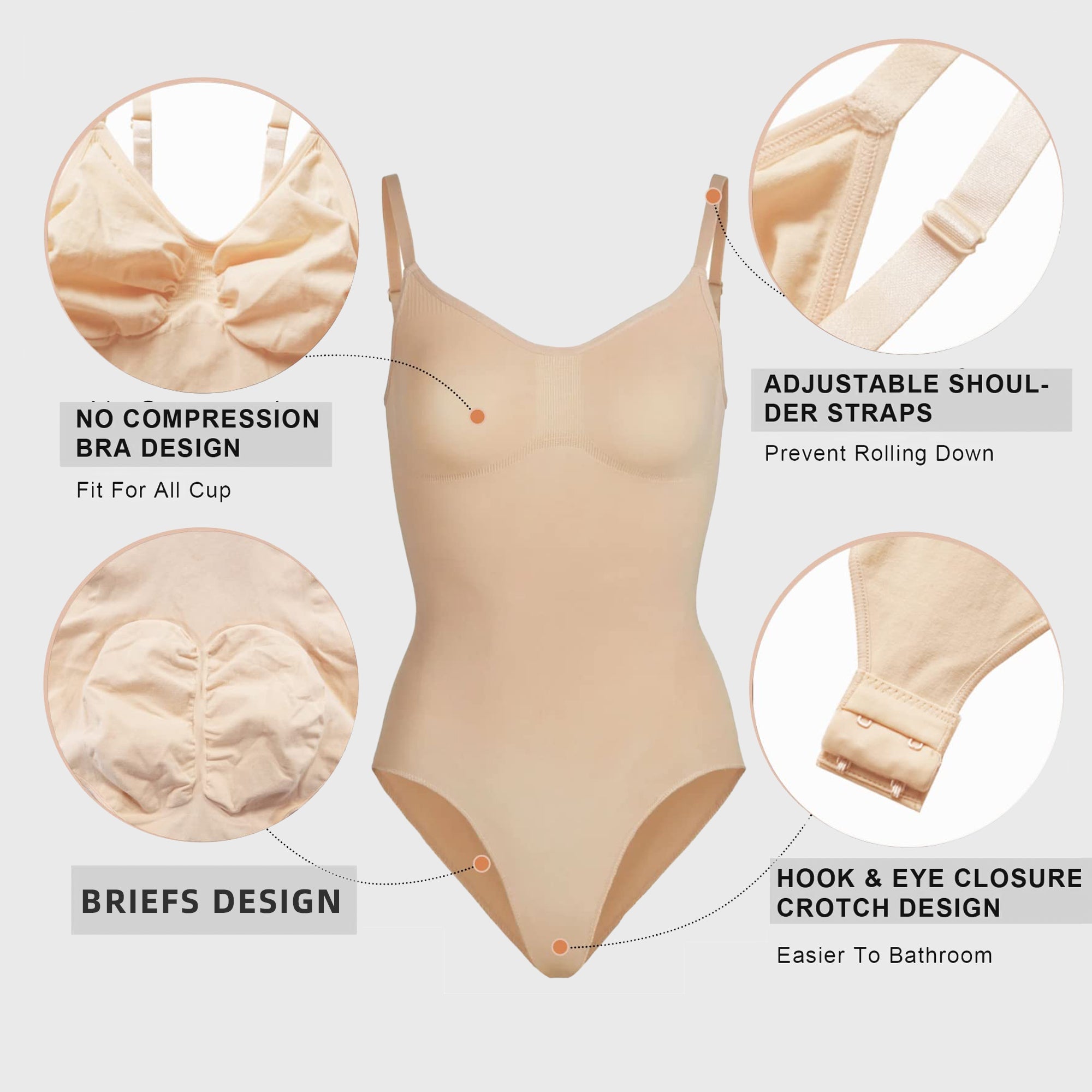 YIANNA Women Shapewear Tummy Control Bodysuit Seamless Sculpting Snatched Waist Body Suit Brief