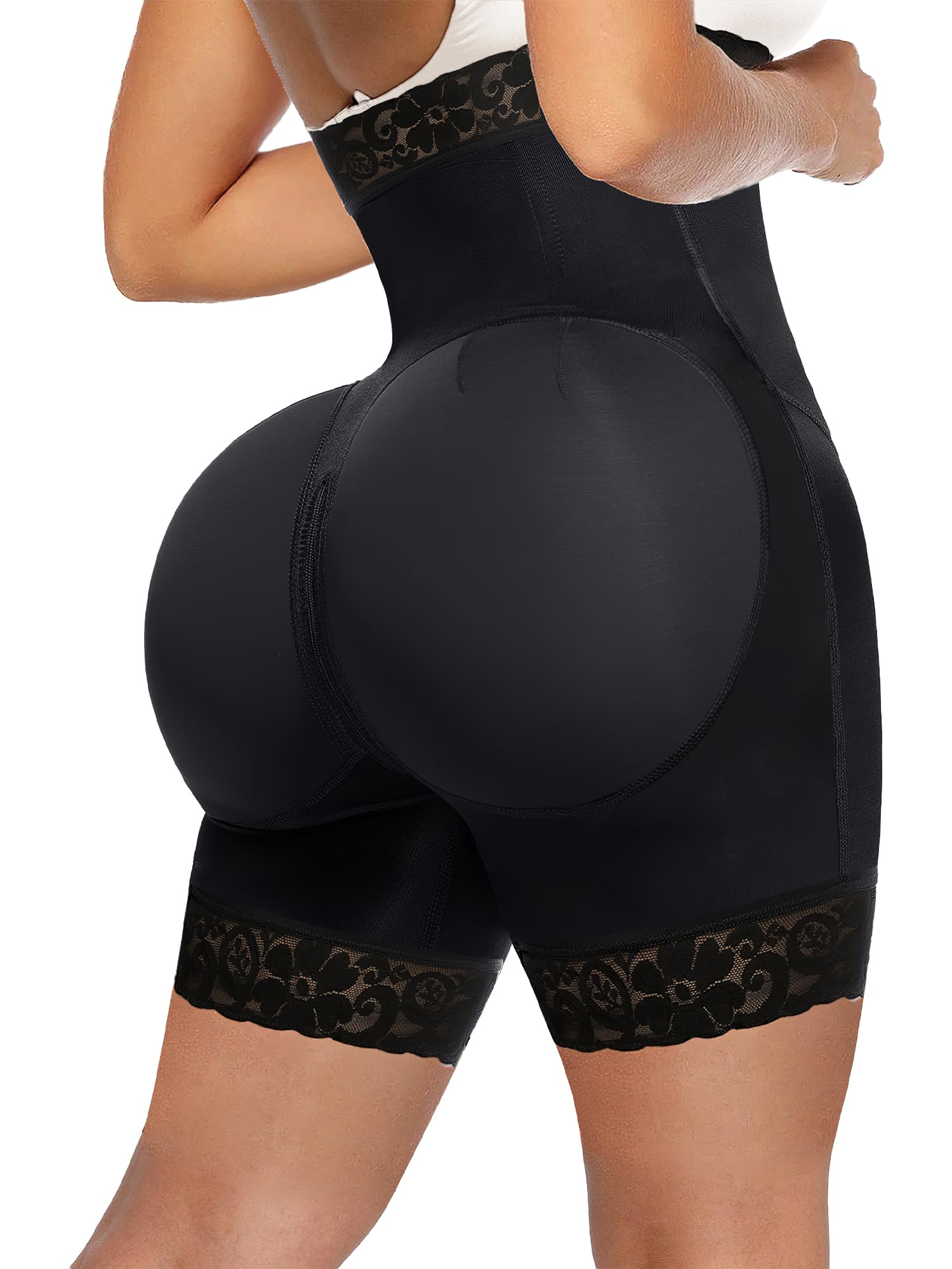 YIANNA Tummy Control Shapewear for Women Fajas Colombianas Body Shaper Shorts with Zipper Crotch